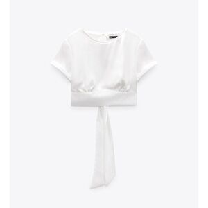 Zara white satin silk top